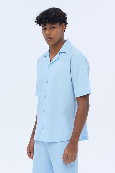 İLKCET MODA Ανδρικό κοντομάνικο oversize casual πουκάμισο
