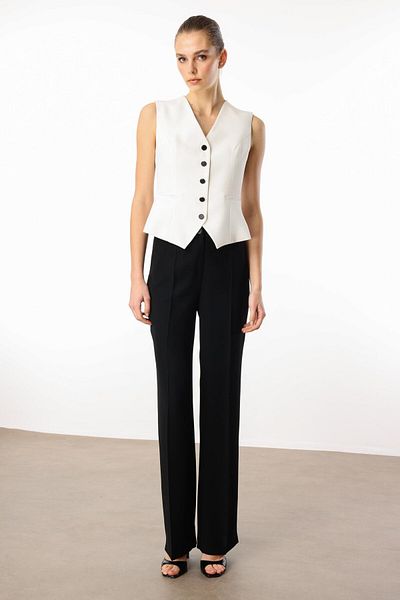Moda İlgi Modailgi High Waist Palazzo Trousers with Side Pockets - 70014 Black