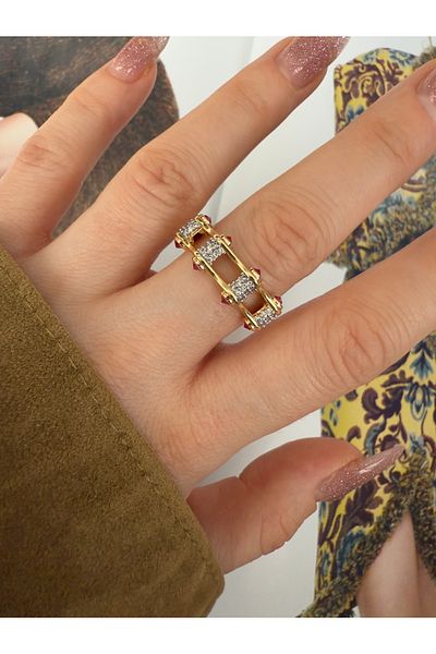 Pinery Jewels Vip Series - Ruby Stone Embroidered Bottom Adjustable Women's Ring