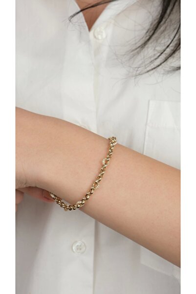 Arpaş 14 Ayar Altın Taşlı Halka Zincir Bileklik