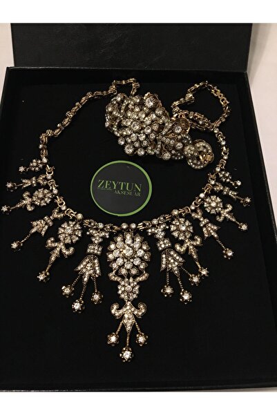 ZEYTUN ✨ ZEYTUN AKSESUAR – ELMAS MONTÜRLÜ GERDANLIK & BİLEKLİK SETİ ✨