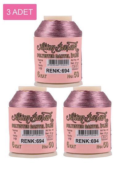 Alray 3 Pieces of Gold Spike Needle and Lace Thread 20 Gr - Royaleks - No: 694