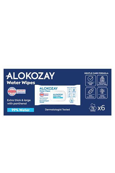 Alokozay 99% Water Baby Wet Wipes - 72 Wipes x Pack of 6