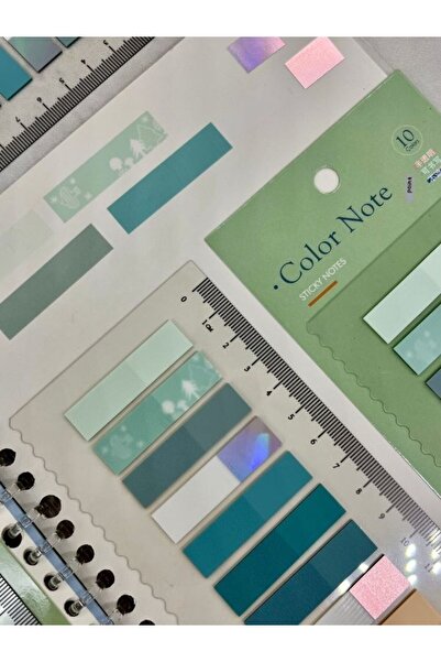Kağıt Gemi Dükkan 10 Colorful Ruled Gilded Blue and Gray Index Sticker/Index/Post-It/Postit/Bookmark/Note Paper