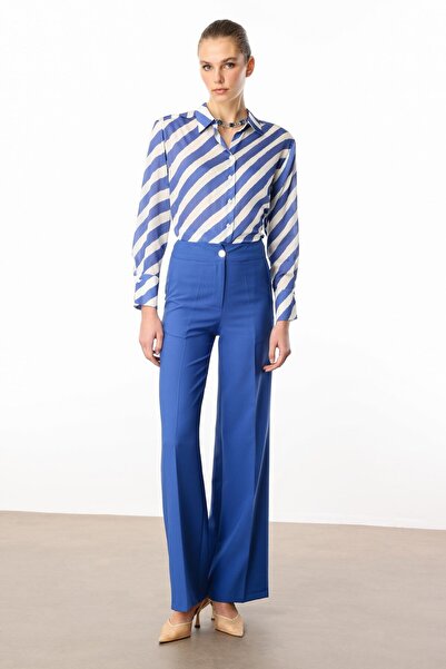 Moda İlgi Modailgi  Yandan Cepli Palazzo Pantolon - 7055 Mavi