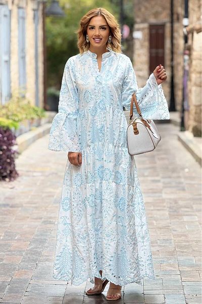 Nevin Kaya Moda Blue Hürrem Scalloped Lined Dress