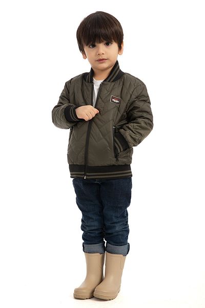 firststops Sports Boy's Khaki College Collar Lined Water and Windproof Zippered Coat Jacket
