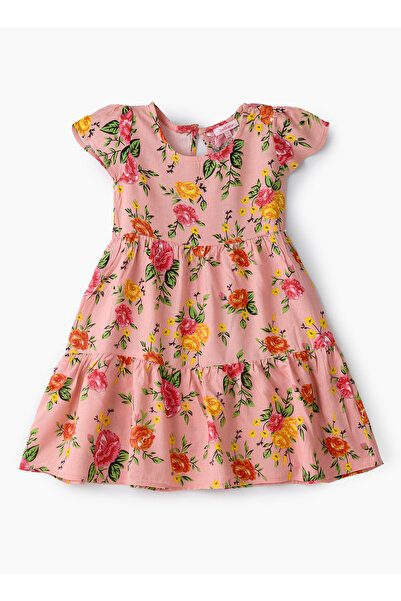 Basicxx Girls' Pink Floral Tiered Dress