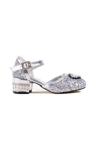 Baby DS Pantofi cu toc Elsa Stone de culoare argintie