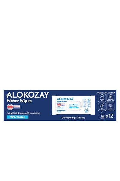 Alokozay 99% Water Baby Wet Wipes - 20 Wipes x Pack of 12