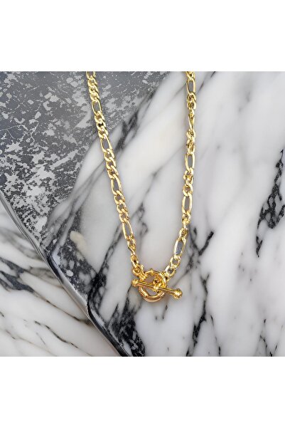 staınless steel T Lock Gold Color Paperclip Necklace - Modern and Stylish Design, Reflect Your Style