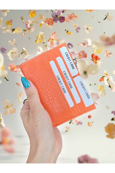 KY Orange Wallet - with Card Holder and Small Zipper