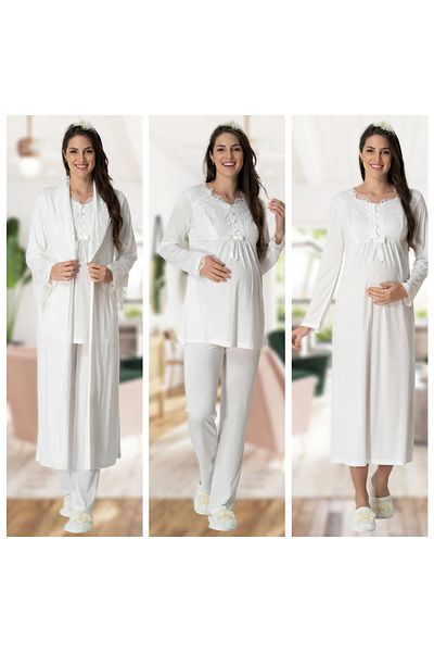 Pelin Set de pijamale 3'Pregnant pentru maternitate, cu mâneci lungi, pentru femei, 4 anotimpuri