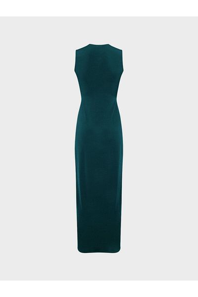 RİVUS Twisted Front Sleeveless Long Dress - Emerald Green