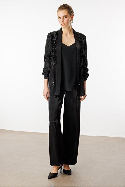 Moda İlgi Modailgi  Arka Kemeri Lastikli Yandan Cepli Pantolon - 15067 Siyah