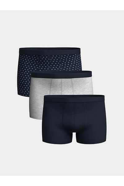 LC Waikiki Navy Blue Standard Fit Cotton Flexible Men's Boxers 3-Piece