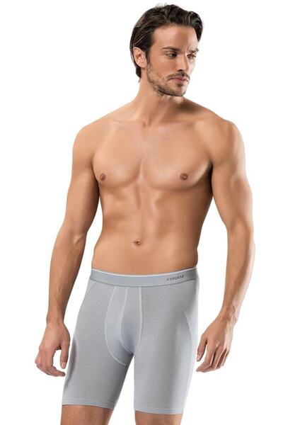 Erdem Men's Gray Cotton Elastane Long Boxer 3 Pack