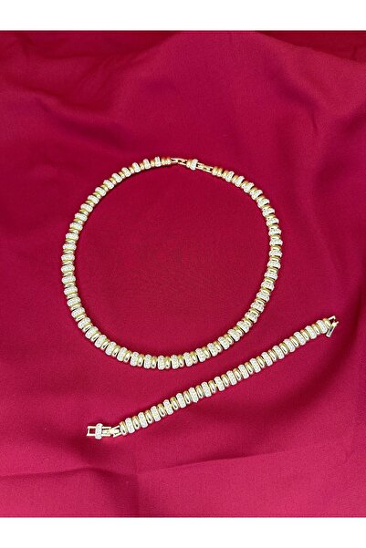 LeoMiss Premium Gold Zirkon Taşlı Kolye Bileklik Set