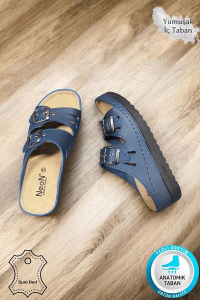 Neon Shoes Darma Women's Daily Slippers Double Band Stone Buckle Orthopedic Sole Mother Outdoor & Indoor Slippers