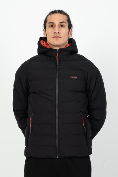 MARATON Regular Men's Hooded Black Coat