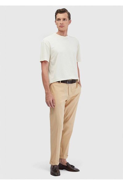 Ramsey Ecru Jacquard Crew Neck T-Shirt