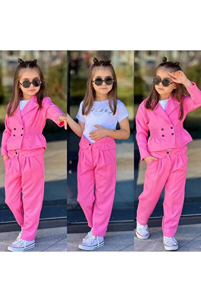 woltybaby Kız Çocuk 3'lü Takım Ceket Pantalon t-shirt