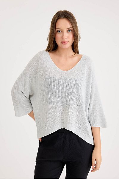 Vitrin Half Sleeve Glitter Knitwear Blouse