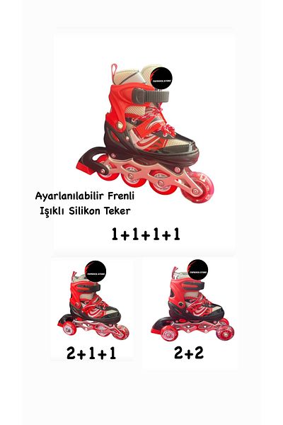 TOPROCKSTORE Lighted Children's Skates, Adjustable Practice Wheels, Silicone Wheels with Brakes, Metal Body Skates