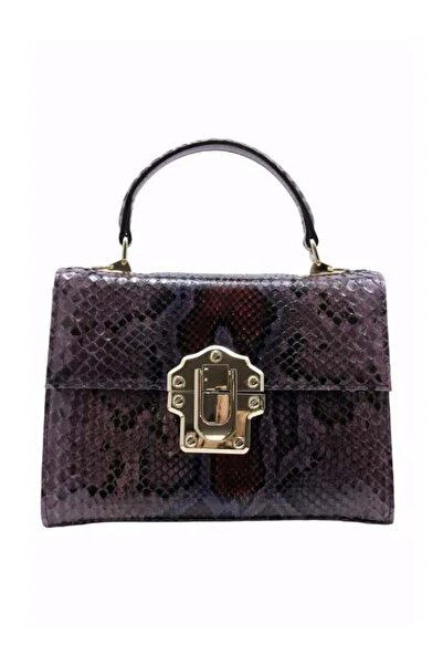 Poletto HAKİKİ YILAN/HAKİKİ DERİ KIREMIT-BORDO Çanta EL Tutmalı CNT 814 V2 YLN