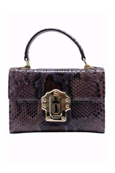 Poletto HAKİKİ YILAN/HAKİKİ DERİ KIREMIT-BORDO Çanta EL Tutmalı CNT 820 YLN