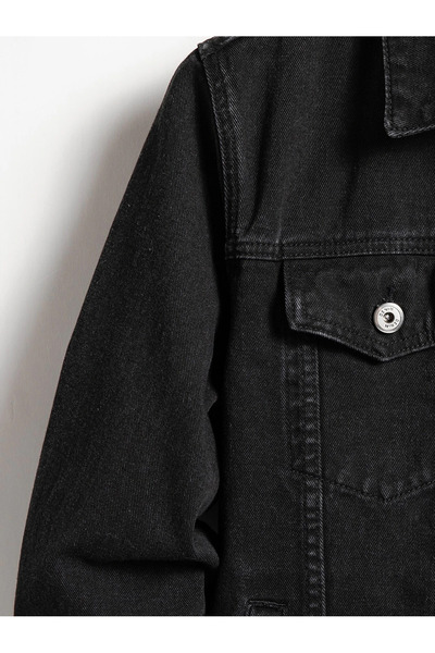 WKM Чоловіча джинсова куртка на ґудзиках зі стандартної форми з кишенями на джинсових ґудзиках