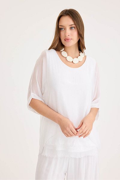 Vitrin Wide Collar Casual Tulle Blouse