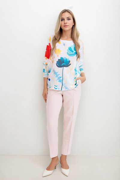 Vitrin Self Floral Pattern Long Sleeve Knitwear Blouse
