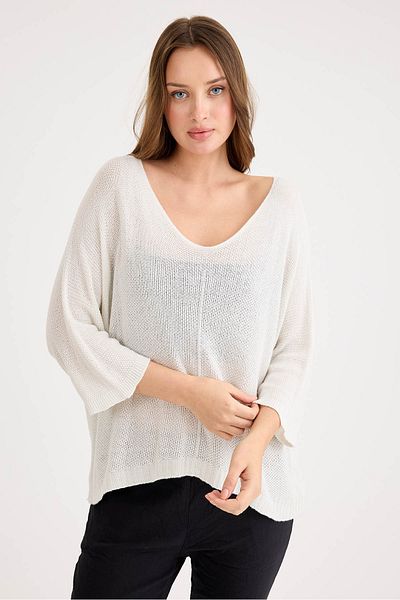 Vitrin Half Sleeve Glitter Knitwear Blouse