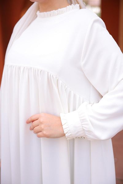 Nissra Φόρεμα Ankanoor Ecru Ruffle Robe Anka255062