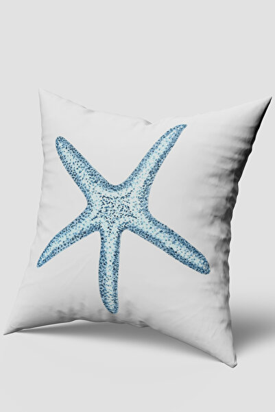 EsnafAli Husă de pernă cu model marin stea de mare albastră și albă
