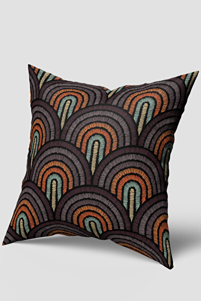 EsnafAli Μωβ πορτοκαλί ρετρό vintage μοτίβο ριχτάρι μαξιλαροθήκη