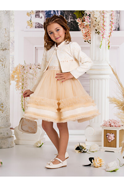 SÜSLÜ PİNK KİDS KIZ ÇOCUK BOLEROLU PARTİ- MEZUNİYET-ÖZEL GÜN ELBİSESİ