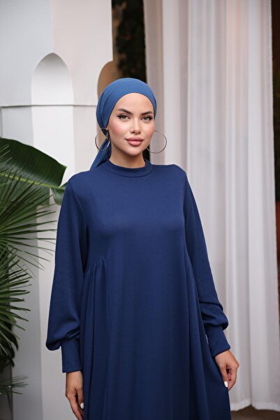 Nissra Πλεκτό φόρεμα Ankanoor Navy Blue με πλαϊνό κορδόνι Anka258063