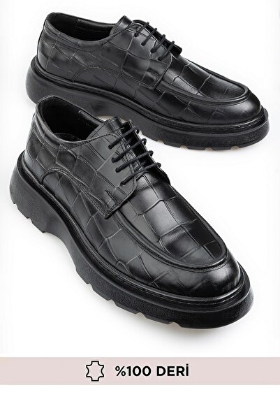 %100 Hakiki Deri, Kroka Desenli, Eva Taban, Klasik Deri Ayakkabı