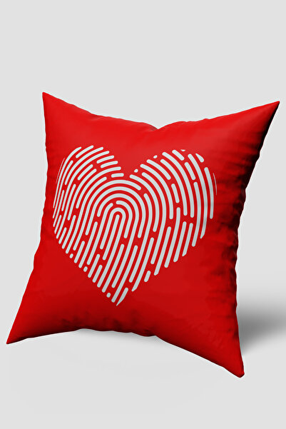 EsnafAli Червено-бяла калъфка за възглавница с шарка от пръстови отпечатъци в...