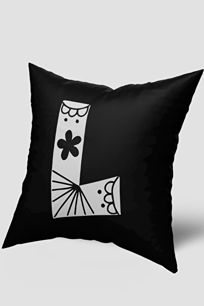 EsnafAli Ασπρόμαυρη θήκη μαξιλαριού με γράμμα L