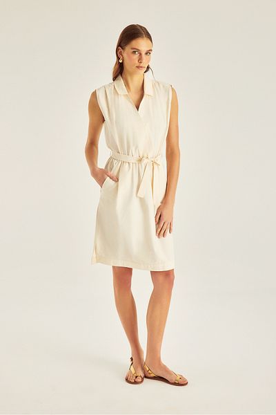 Naramaxx Double Breasted Collar Knee Length Dress