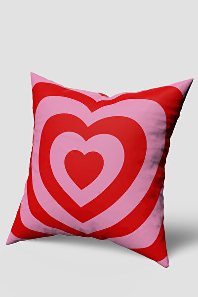EsnafAli Κόκκινο ροζ Κάλυμμα μαξιλαριού με μοτίβο καρδιάς