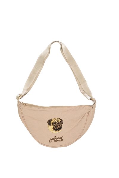 Trampoline Pug Dog Embroidered Bag - Parachute Fabric Bag with Animal Figures