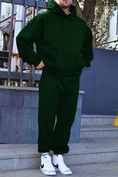 ruNadeS Ανδρικό Σετ Φούτερ με κουκούλα με κουκούλα με τσέπη καγκουρό - Ρούχα για το σπίτι