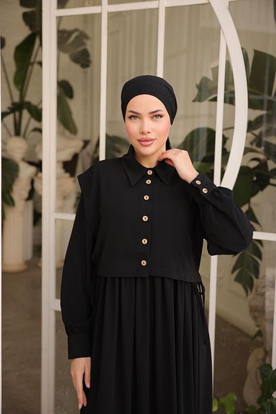 Nissra Ankanoor Μαύρη Ποδιά Medina Silk Φόρεμα Anka255065