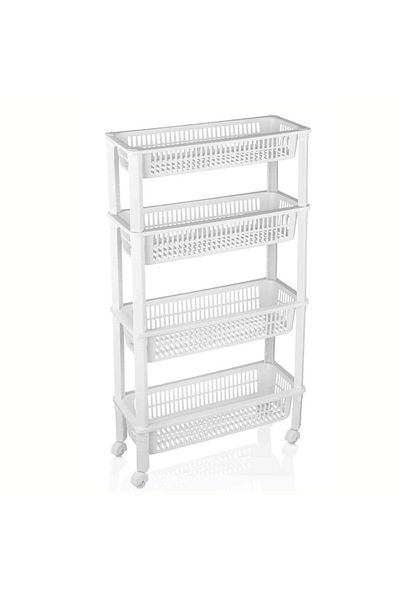 Myend 4-Tier Kitchen Bathroom Organizer, Rolling Organizer Basket with 4 Shelves, Ration Storage Org-77