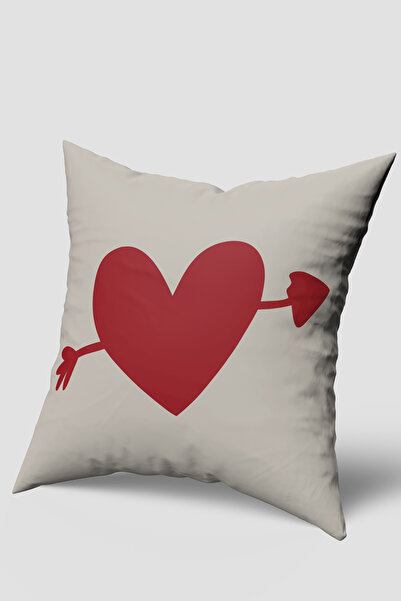 EsnafAli Husă de pernă cu model de inimă cu săgeată roșie