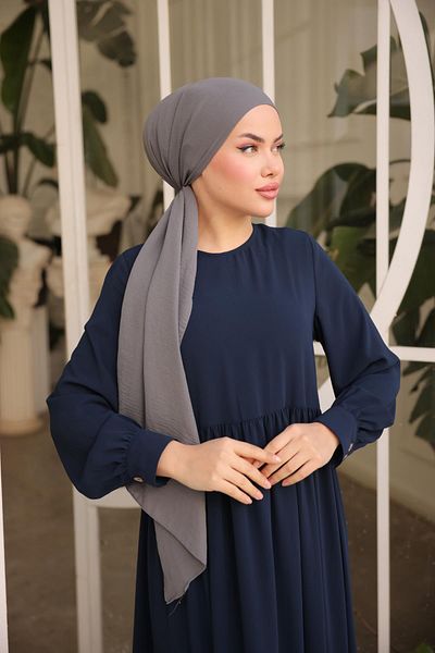 Nissra Ankanoor Navy Blue Smocked Medina Silk Φόρεμα Anka 255065